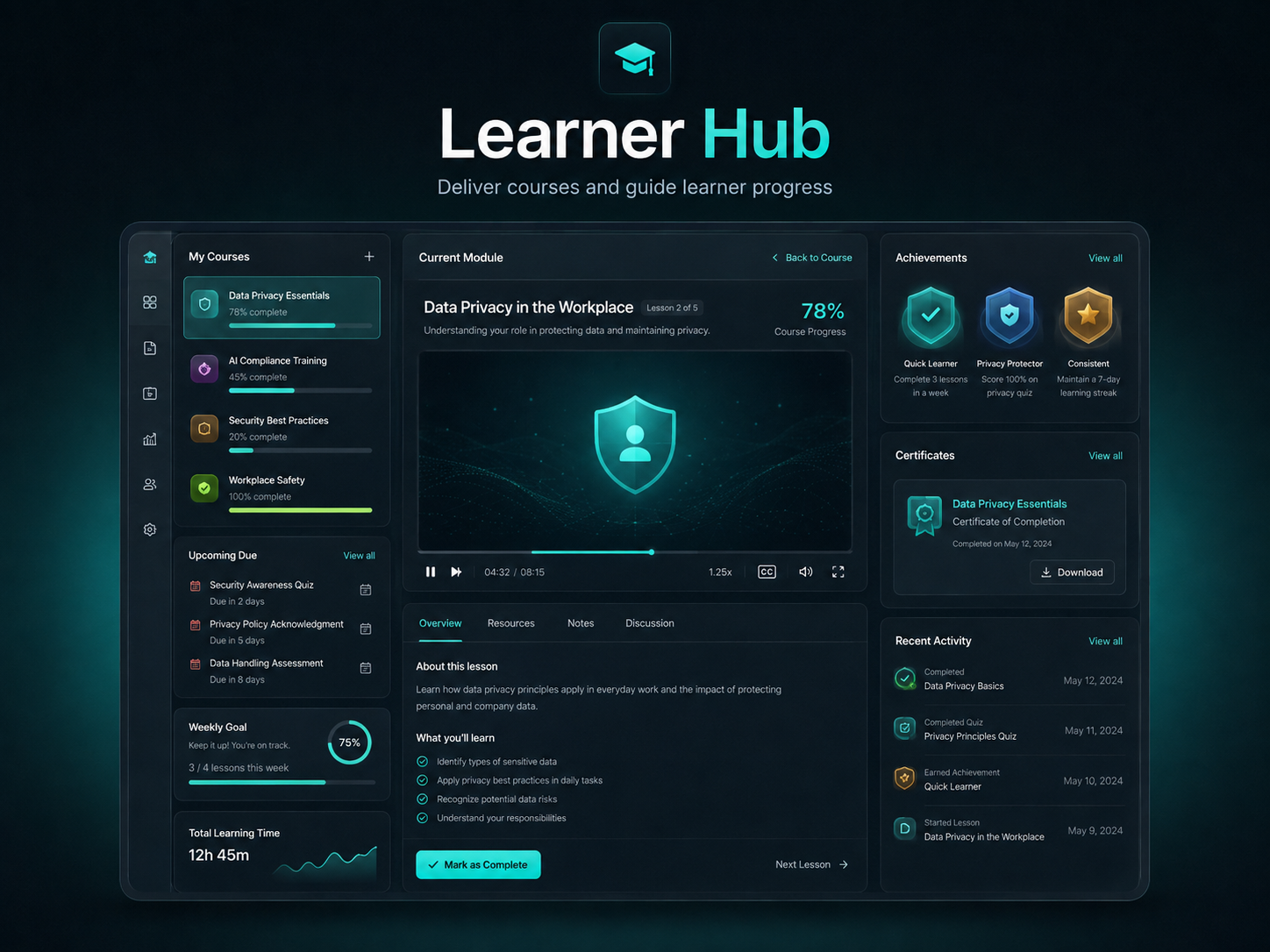 LMSGEN Learner Hub dashboard